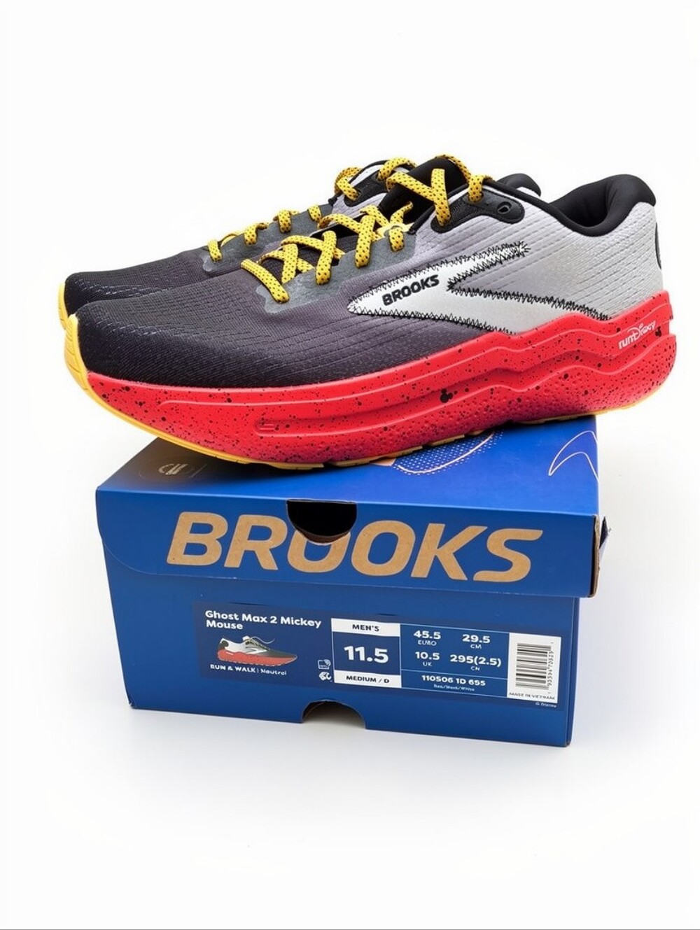 Brooks Ghost Max 2 Mickey Mouse Men's xRun Disney Limited Sneakers Size 11.5